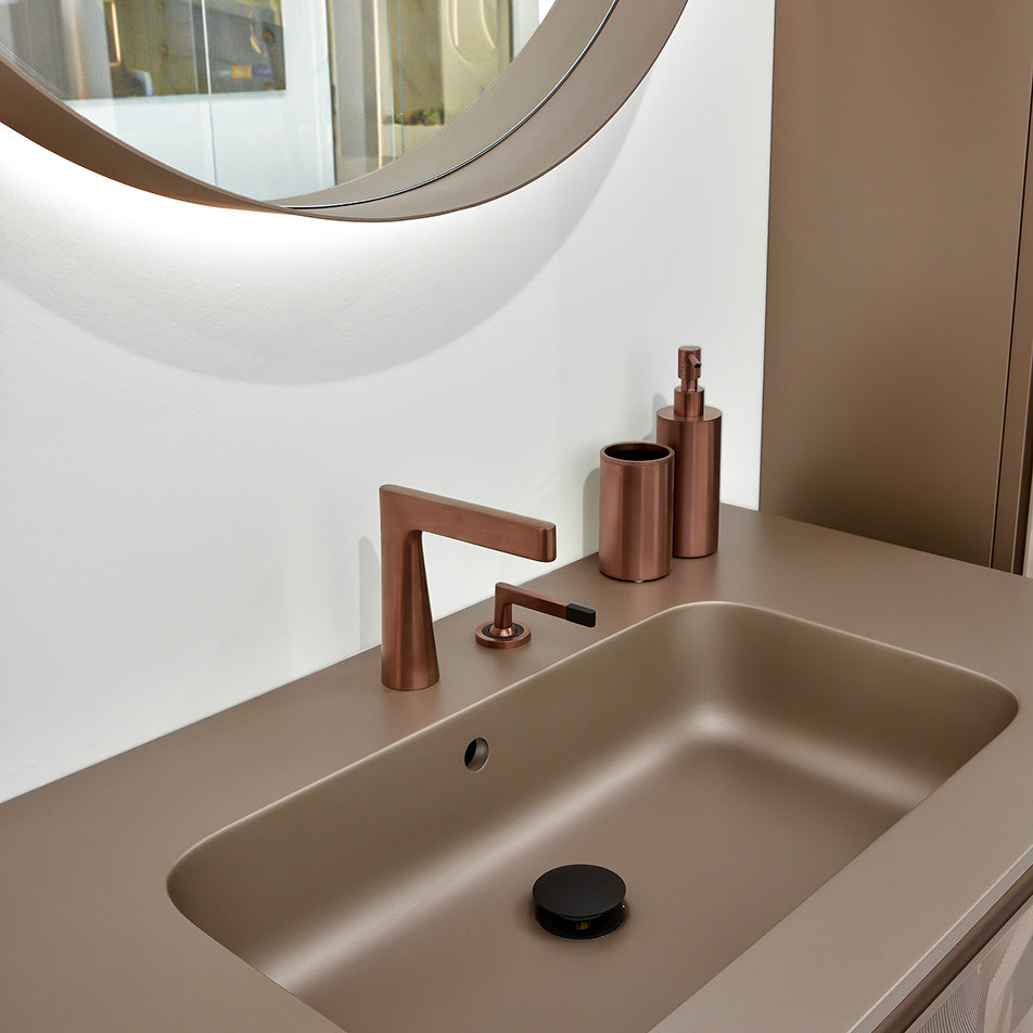 Arte Q · Bronze, modernes Designer-Badmöbelset mit Spiegel und Beischrank