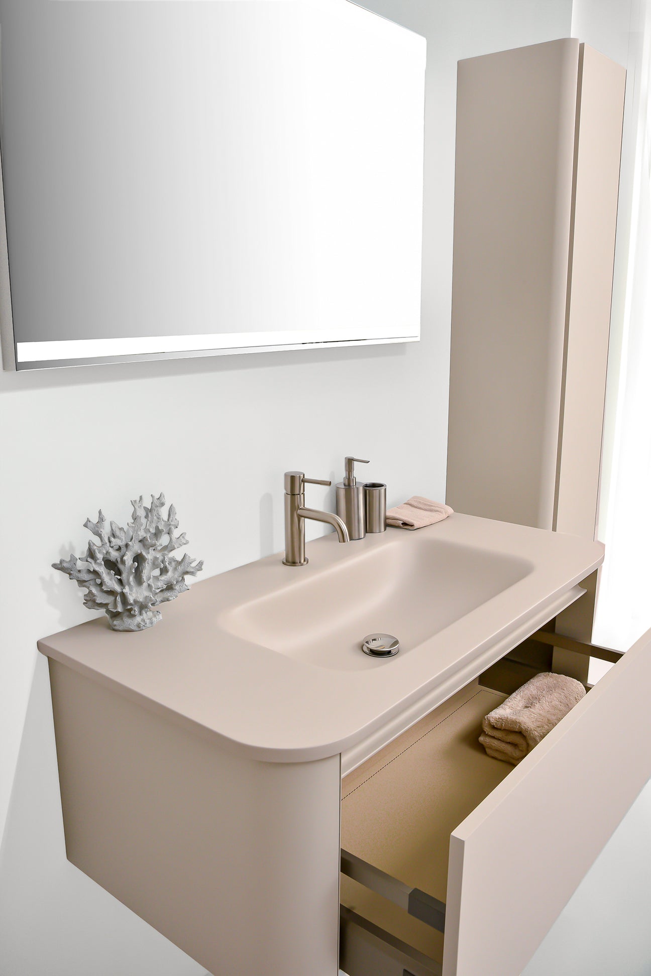Luce S Voi · Beige, hochwertiges Designer-Badmöbelset