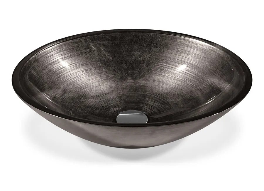 SICIS® Doh Glaswaschbecken Bronzeo 2 oval in Bronze – Aufsatzwaschbecken 50 × 40 cm aus bleifreiem Glas mit Rigato-Rillenstruktur
