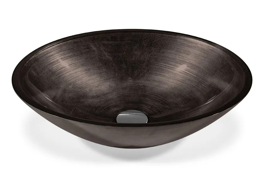 SICIS® Doh Glaswaschbecken Bronzeo 3 oval in Bronze – Aufsatzwaschbecken 50 × 40 cm aus bleifreiem Glas mit Rigato-Rillenstruktur