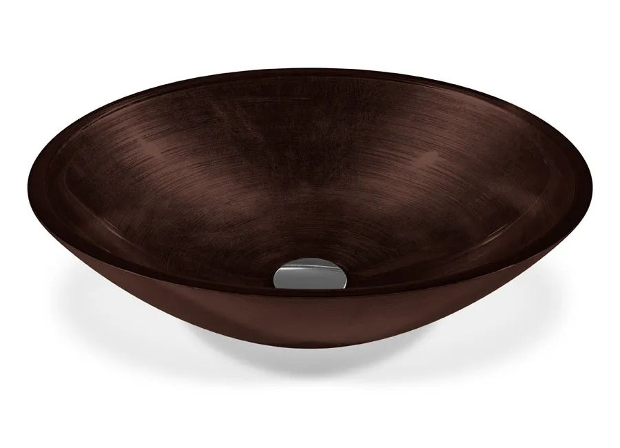 SICIS® Doh Glaswaschbecken Copper 3 oval in Kupferbraun – Aufsatzwaschbecken 50 × 40 cm aus bleifreiem Glas mit Rigato-Rillenstruktur