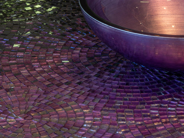 SICIS® glass washbasin Purple Evening Glow (Purple) on its glass mosaic gradient – Tiamont