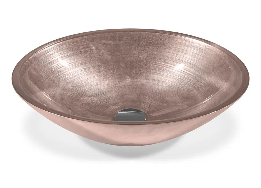 SICIS® Doh Glaswaschbecken Fentas oval in Rosé – Aufsatzwaschbecken 50 × 40 cm aus bleifreiem Glas mit Rigato-Rillenstruktur
