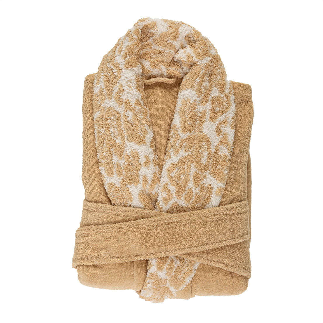 Premium Bademantel für Damen aus ägyptischer Giza Baumwolle in Beige/Gold bestellen. Jetzt erhältlich in der Tiamont Online Boutique für edle Badmöbel.