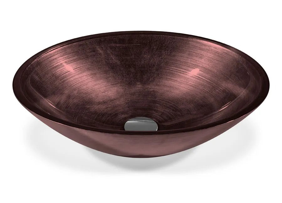 SICIS® Doh Glaswaschbecken Granada 3 oval in Bordeaux – Aufsatzwaschbecken 50 × 40 cm aus bleifreiem Glas mit Rigato-Rillenstruktur