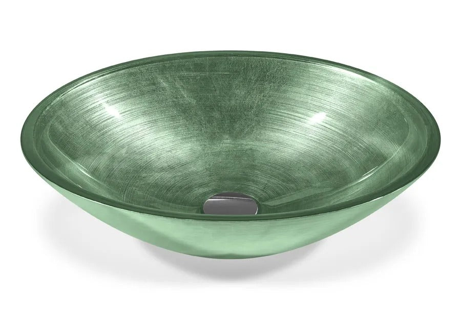 SICIS® Doh Glaswaschbecken Grenser 2 oval in Jade – Aufsatzwaschbecken 50 × 40 cm aus bleifreiem Glas mit Rigato-Rillenstruktur