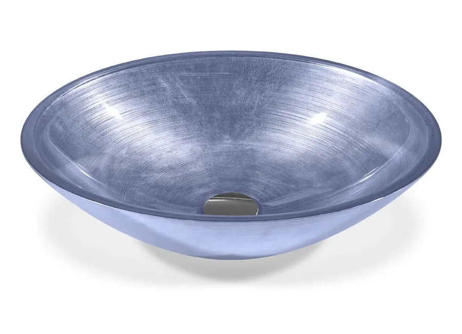 SICIS® Doh Glaswaschbecken Kariba oval in Hellblau – Aufsatzwaschbecken 50 × 40 cm aus bleifreiem Glas mit Rigato-Rillenstruktur