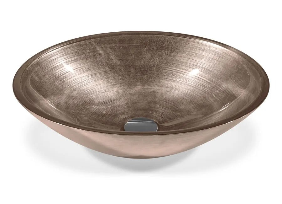 SICIS® Doh Glaswaschbecken Martuel 2 oval in Rosé – Aufsatzwaschbecken 50 × 40 cm aus bleifreiem Glas mit Rigato-Rillenstruktur