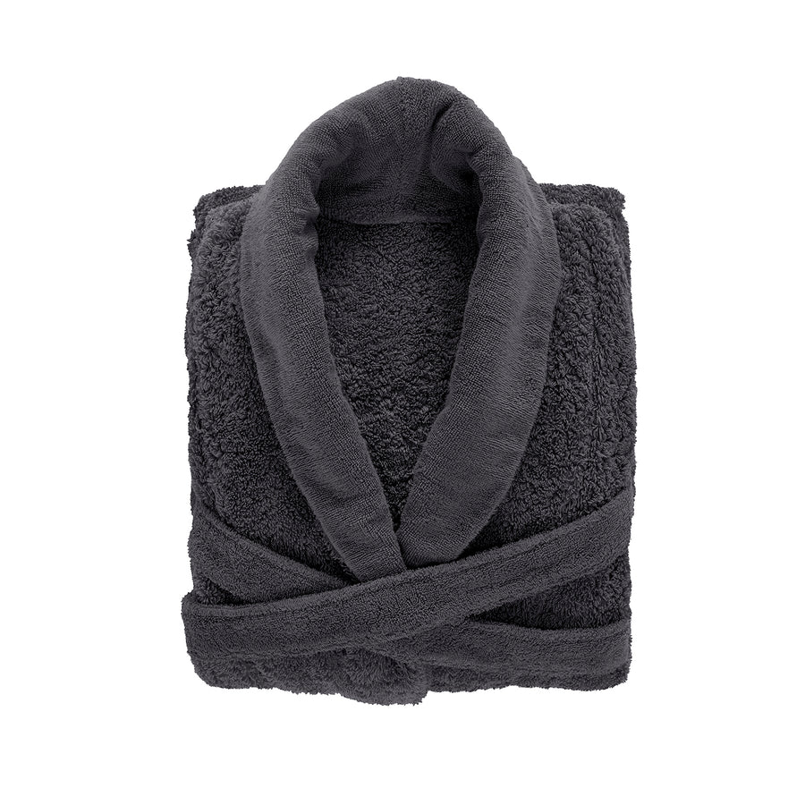 Premium Bademantel für Damen und Herren aus ägyptischer Giza Baumwolle mit 700 g/m² in Anthrazit. Jetzt erhältlich in der Tiamont Online Boutique für edle Badmöbel.