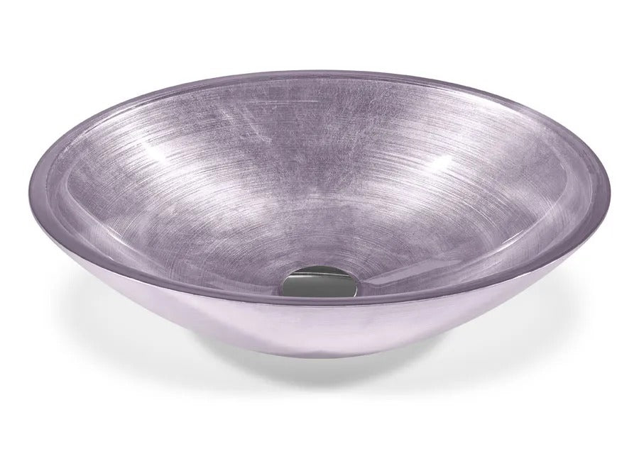 SICIS® Doh Glaswaschbecken Sakirma 4 oval in Flieder – Aufsatzwaschbecken 50 × 40 cm aus bleifreiem Glas mit Rigato-Rillenstruktur
