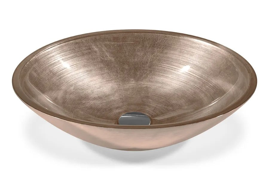 SICIS® Doh Glaswaschbecken Selenity oval in Rosé – Aufsatzwaschbecken 50 × 40 cm aus bleifreiem Glas mit Rigato-Rillenstruktur