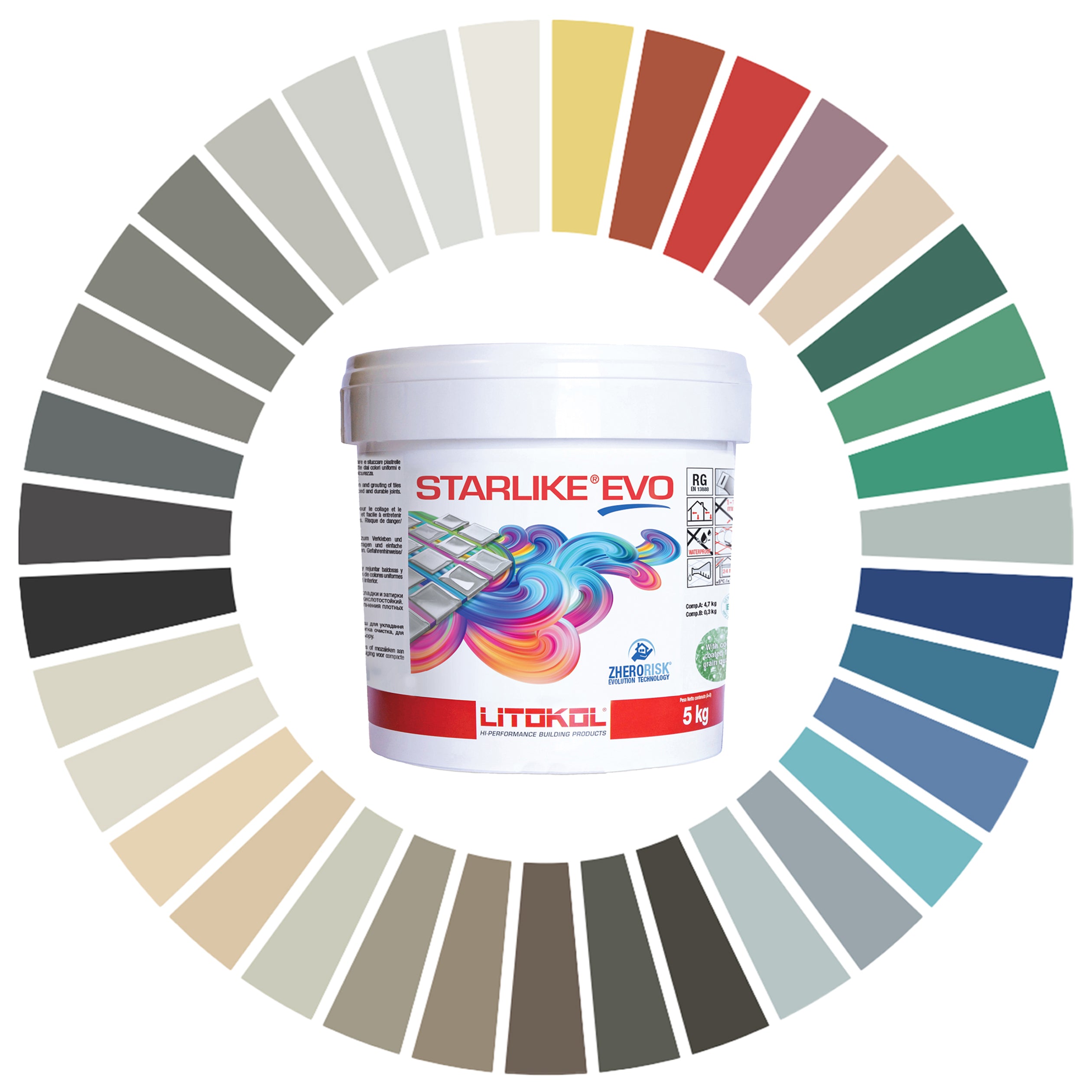 Der beste Fugenmörtel - Litokol Starlike® EVO 2K Expoxid-Harz-Fugenmörtel - Spachtelmasse - 35 Designer-Farben im Shop. Geeignet für Schwimmbad, Dusche, Außen, Innen, Bodenheizung, Marmor und Mosaike, Badezimmer. Unser Klassiker: 102 Bianco Ghiaccio - Jetzt Beratung sichern direkt kaufen bei Tiamont.