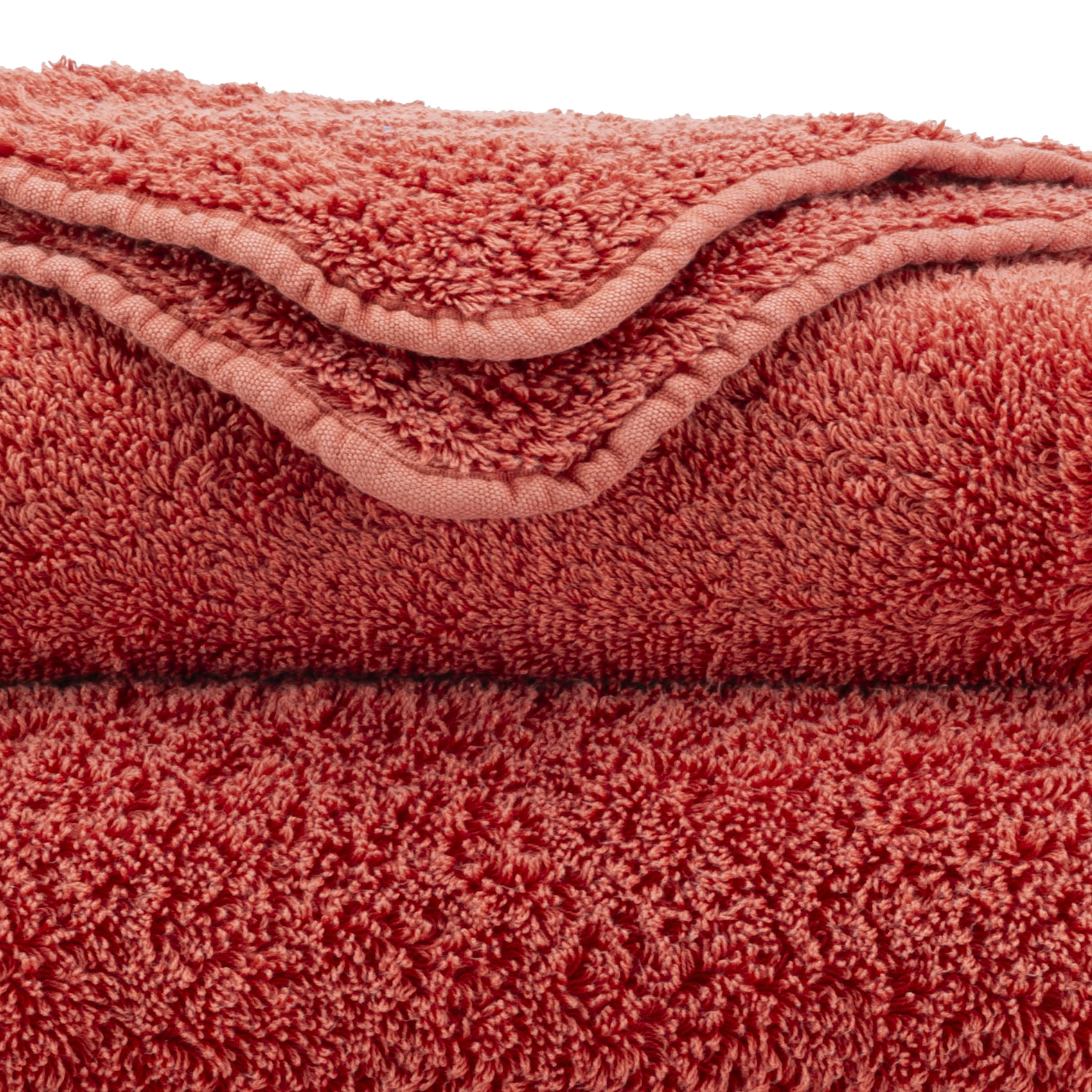 Detail der Super Pile Frottierschlingen in Chili 638 – ägyptische Baumwolle, 700 g/m²