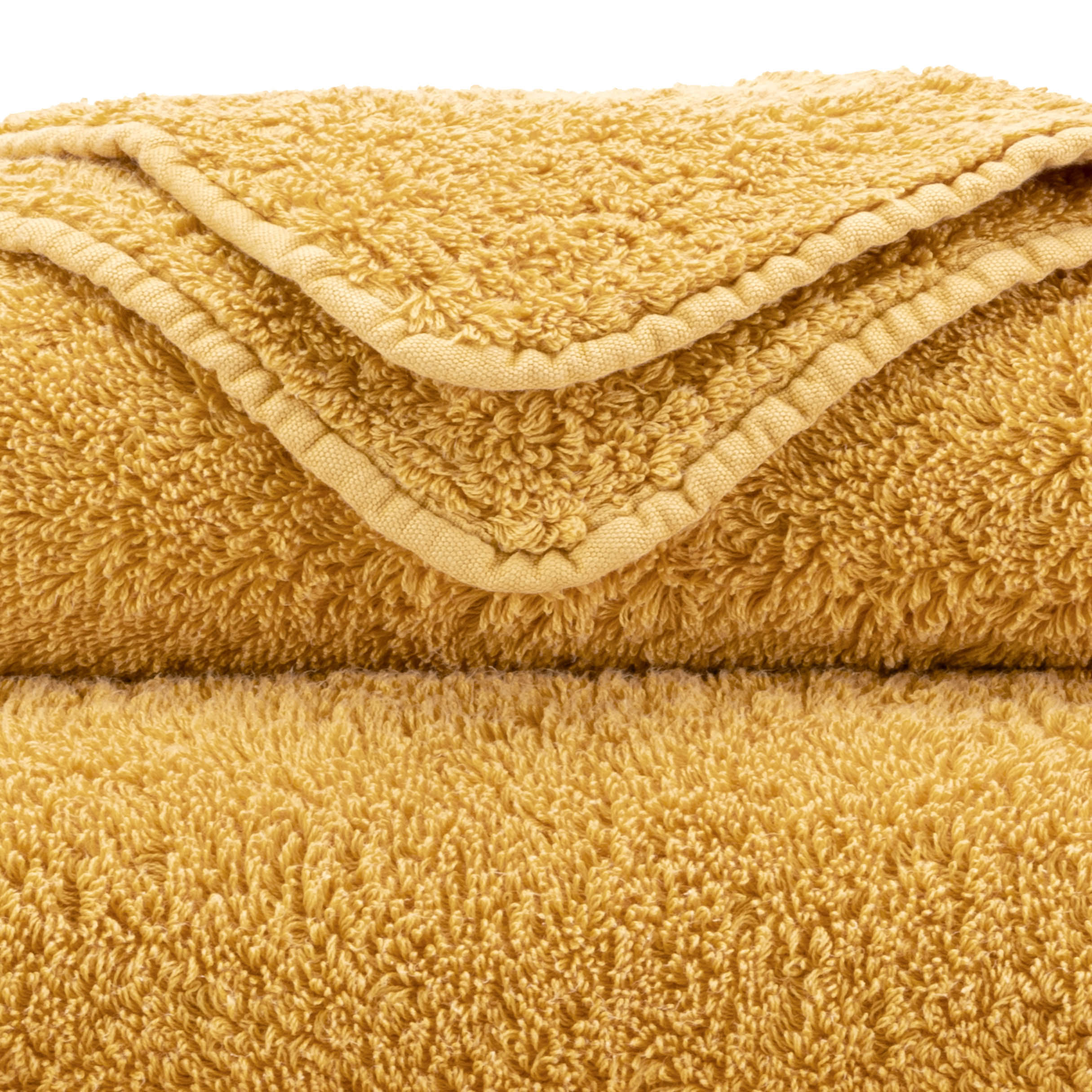 Detail der Super Pile Frottierschlingen in Curcuma 870 – ägyptische Baumwolle, 700 g/m²
