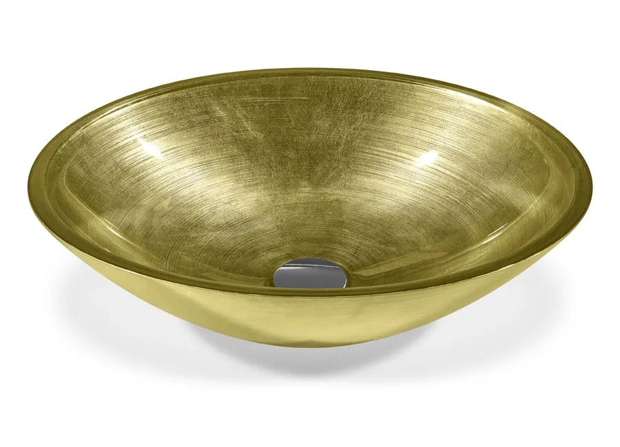 SICIS® Doh Glaswaschbecken Tarianne 4 oval in Olive – Aufsatzwaschbecken 50 × 40 cm aus bleifreiem Glas mit Rigato-Rillenstruktur