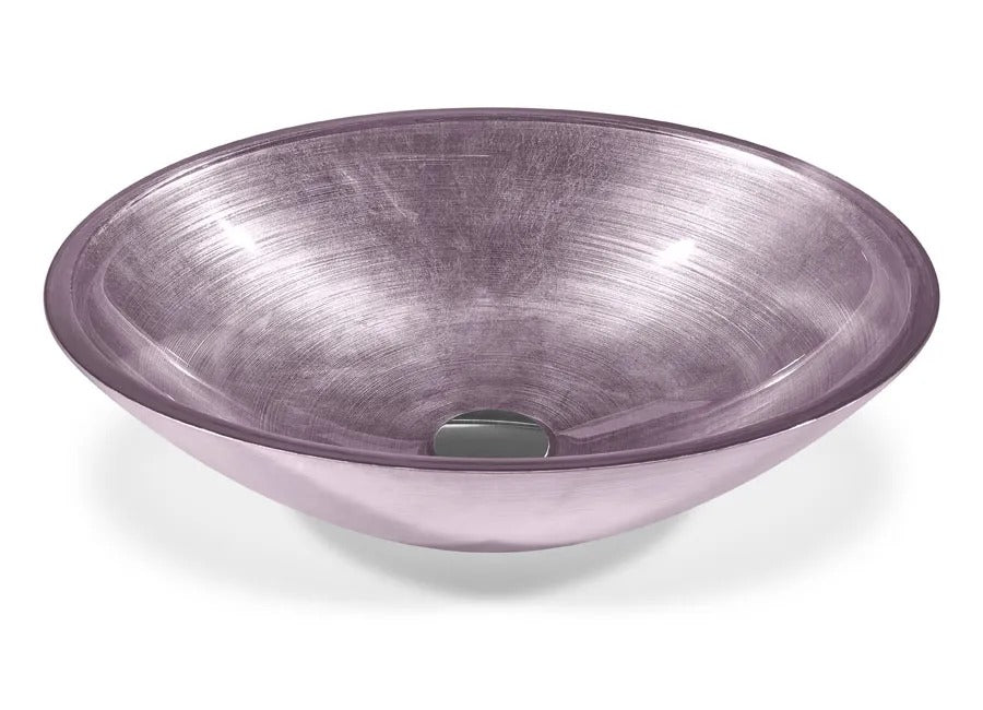 SICIS® Doh Glaswaschbecken Tharsis 2 oval in Flieder – Aufsatzwaschbecken 50 × 40 cm aus bleifreiem Glas mit Rigato-Rillenstruktur