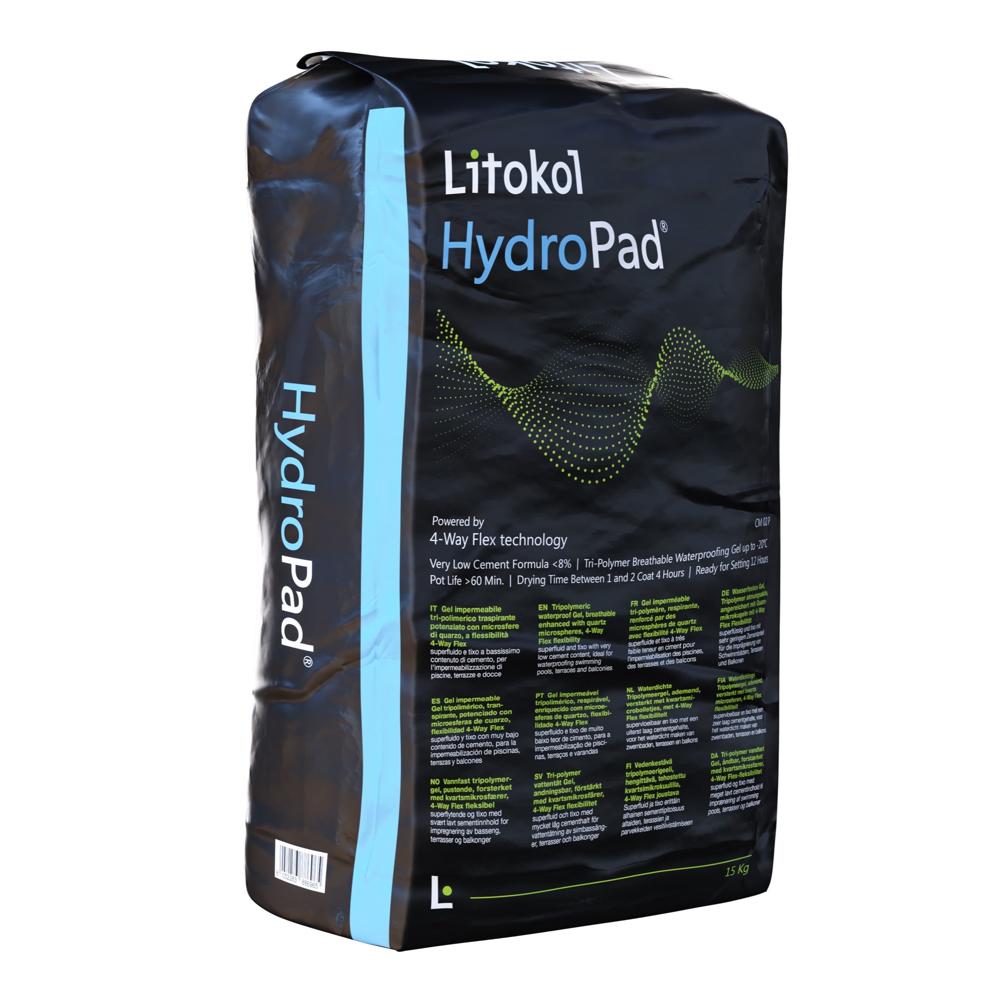 Litokol HydroPad Abdichtung im schwarzen Sack, 4× 15 kg, für ca. 26 m², jetzt bei Tiamont bestellen