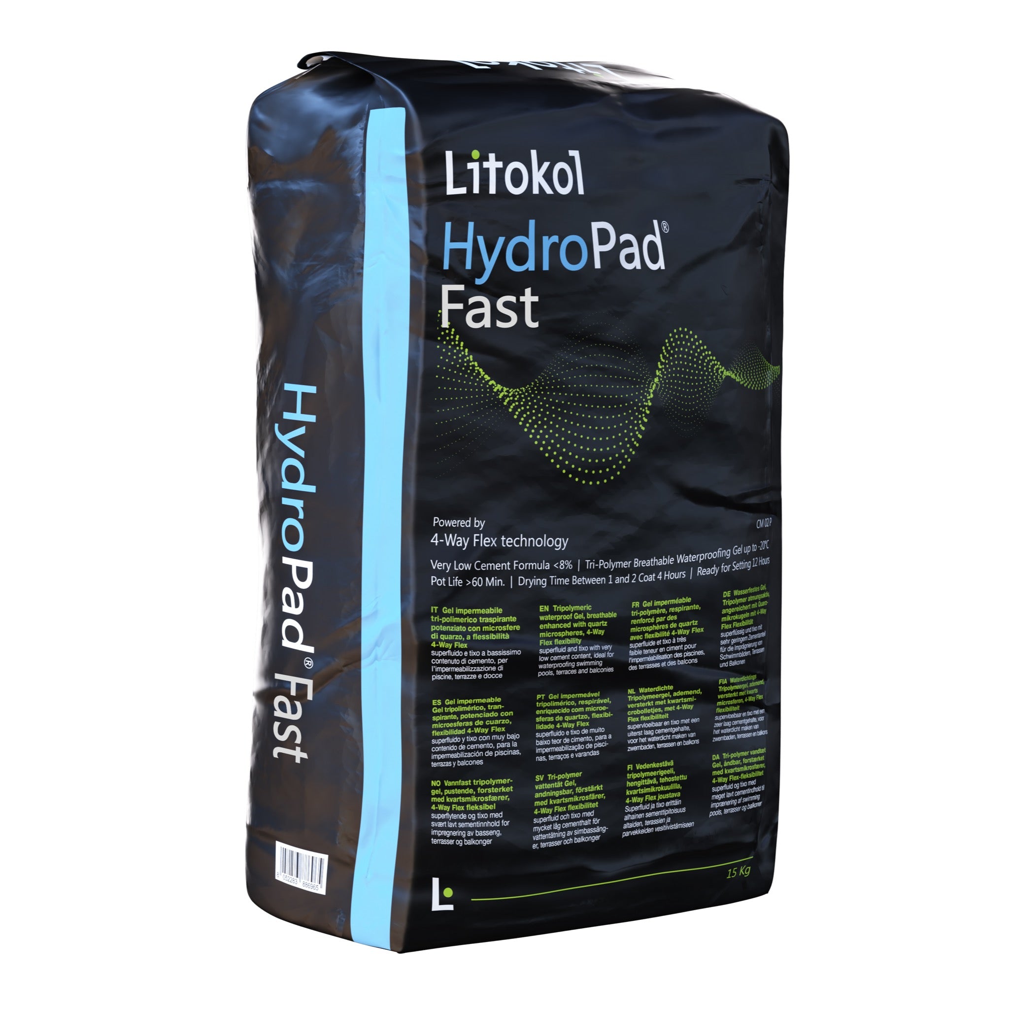 Litokol HydroPad Fast Abdichtung im schwarzen Sack, 4× 15 kg, für ca. 26 m², jetzt bei Tiamont bestellen