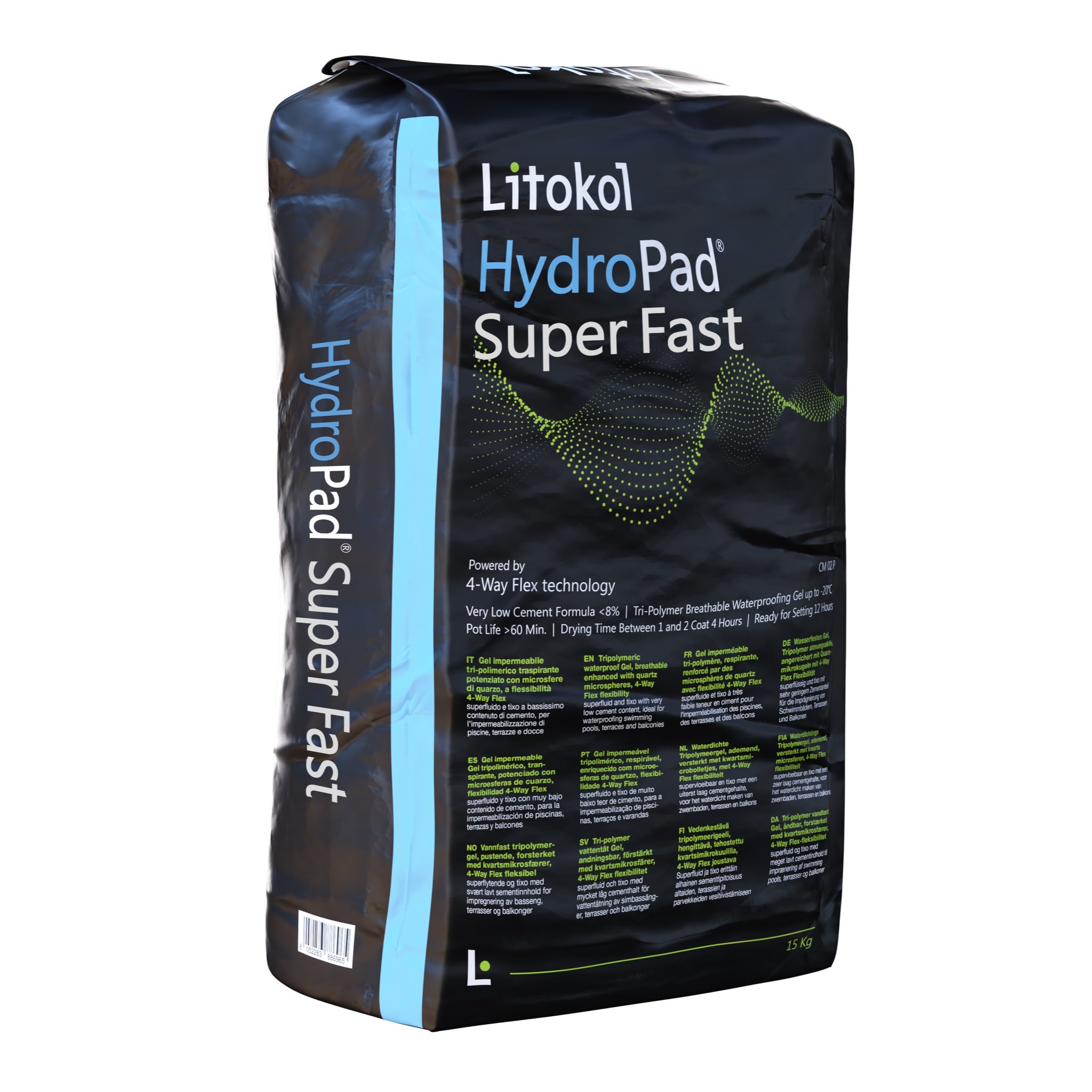 Litokol HydroPad Superfast Abdichtung im schwarzen Sack, 3× 15 kg, für ca. 20 m², jetzt bei Tiamont bestellen