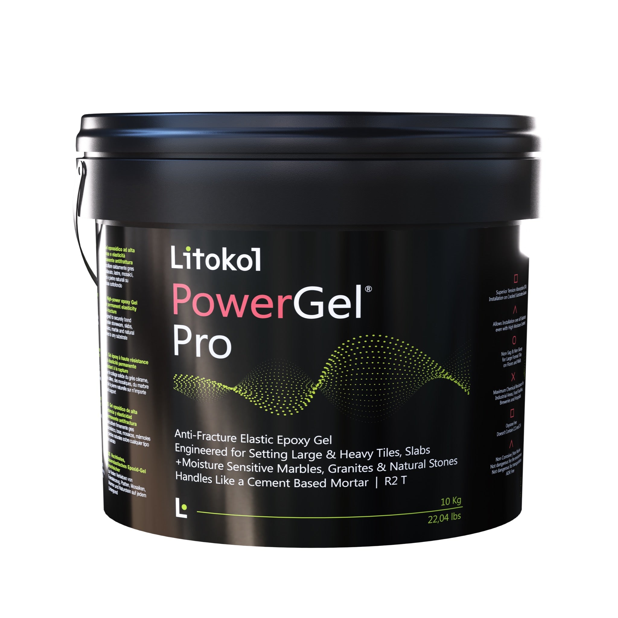 Litokol PowerGel Pro Ultra Bianco im schwarzen Eimer, 4× 10 kg, für ca. 27 m², jetzt bei Tiamont bestellen