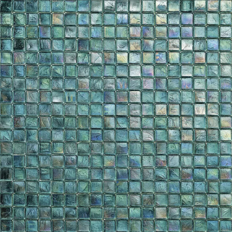 SICIS® Colibrì glass mosaic Argolan in iridescent turquoise – 15 × 15 mm mosaic tile in a 2 m² pack at Tiamont