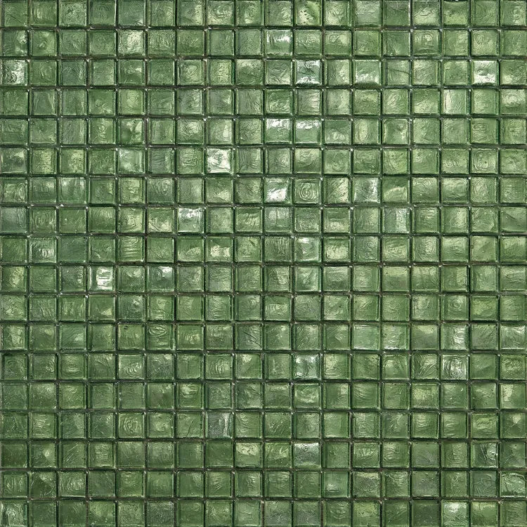 SICIS® Colibrì glass mosaic Vorgan in jade green – 15 × 15 mm mosaic tile in a 2 m² pack at Tiamont