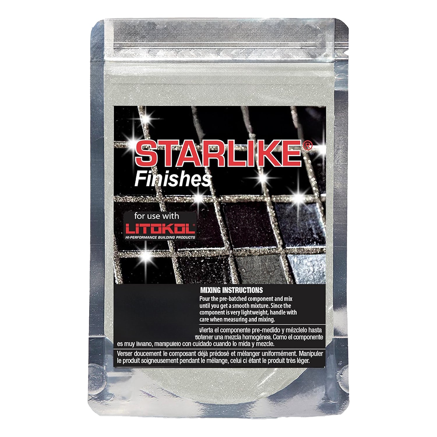 Starlike® Finishes mit Starlike® Crystal in Shining Gold, Platinum, Copper, Rusty und Bronze von Litokol bei Tiamont.