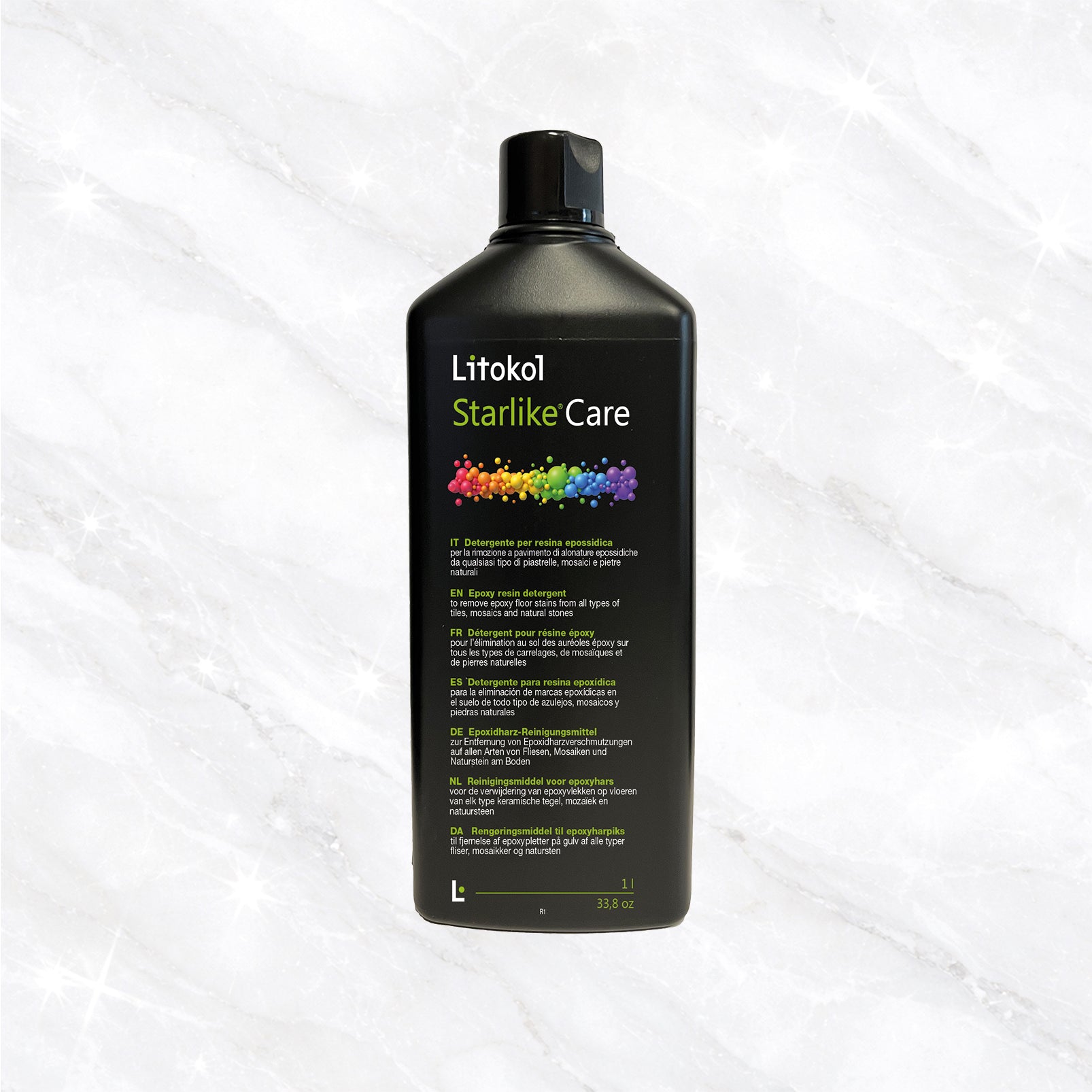 Litokol Starlike® Care Epoxy Reiniger für Fliesen Naturstein und Mosaik. Ideal zur Reinigung nach dem Verfugen, löst Epoxidharz Rückstände und pflegt empfindliche Oberflächen. Jetzt bei Tiamont entdecken.