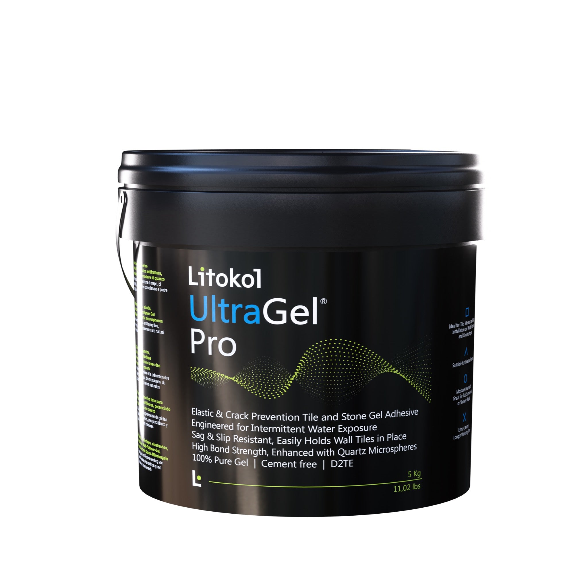 Litokol UltraGel Pro Bianco im schwarzen Eimer, 4× 10 kg, für ca. 27 m², jetzt bei Tiamont bestellen