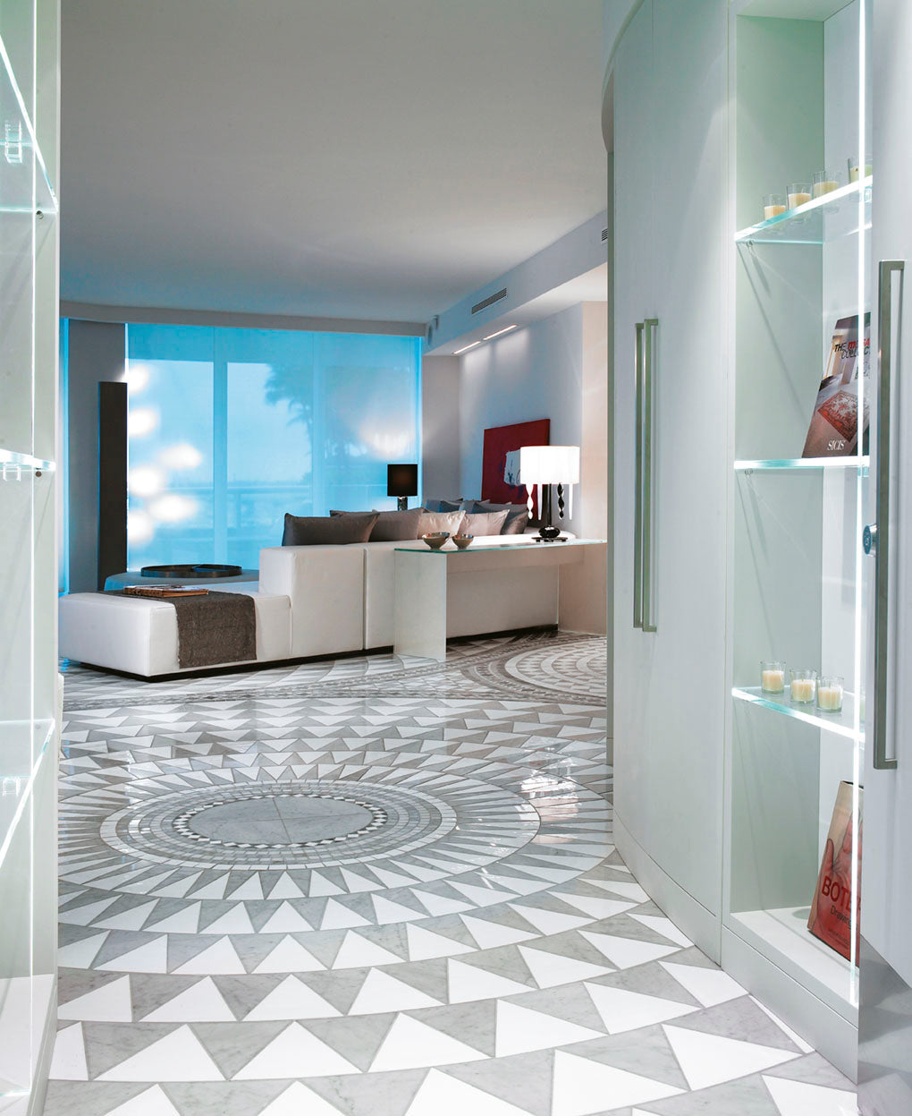SICIS® Marmor-Mosaik-Fliesen in Grau, Wohnzimmer, Tiamont